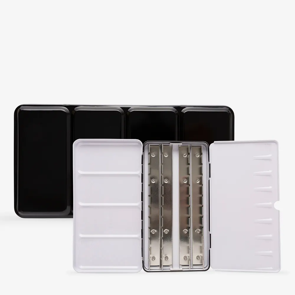 Watercolour Tin Pallette, 48 Half Pans/24 Full Pans Black