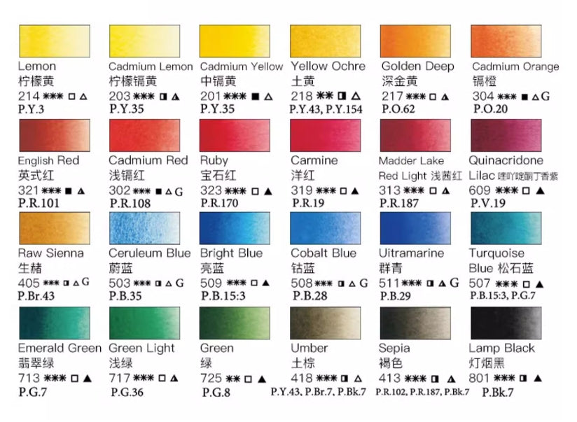 White Nights Professional Watercolour 36pc Full Pans Set