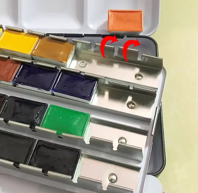 Watercolour Tin Pallette, 48 Half Pans/24 Full Pans Black