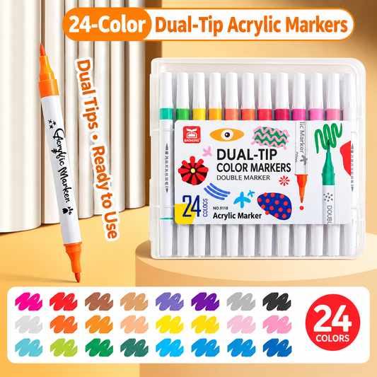 Touch Kucai Dual-Tip Acrylic Markers – 24 & 36 Colors