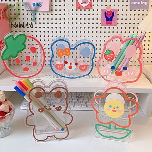 Acrylic cartoon transparent pen holder