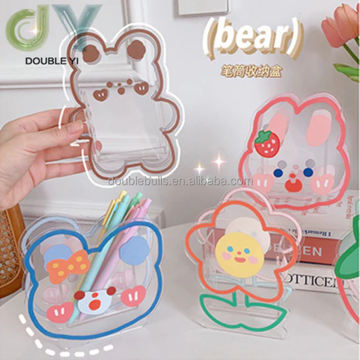 Acrylic cartoon transparent pen holder